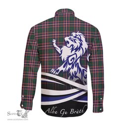 ScotsTee Shop Scottish MacFarlane Hunting Modern Clan Crest Tartan Alba Gu Brath Regal Lion Emblem Long Sleeve Shirt