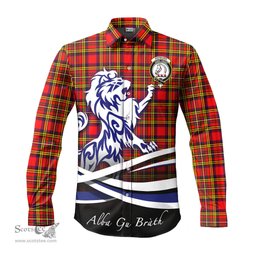 ScotsTee Shop Scottish Hepburn Modern Clan Crest Tartan Alba Gu Brath Regal Lion Emblem Long Sleeve Shirt