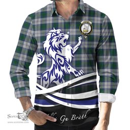 ScotsTee Shop Scottish Lindsay Dress Clan Crest Tartan Alba Gu Brath Regal Lion Emblem Long Sleeve Shirt