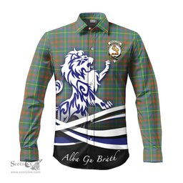 ScotsTee Shop Scottish MacIntosh Hunting Ancient Clan Crest Tartan Alba Gu Brath Regal Lion Emblem Long Sleeve Shirt