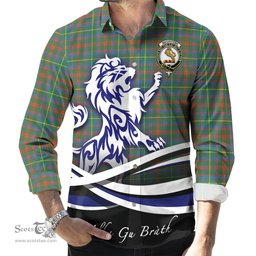 ScotsTee Shop Scottish MacIntosh Hunting Ancient Clan Crest Tartan Alba Gu Brath Regal Lion Emblem Long Sleeve Shirt