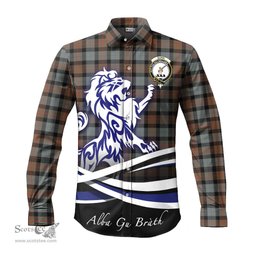 ScotsTee Shop Scottish Gunn Weathered Clan Crest Tartan Alba Gu Brath Regal Lion Emblem Long Sleeve Shirt