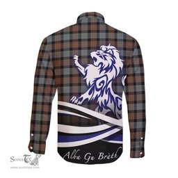 ScotsTee Shop Scottish Gunn Weathered Clan Crest Tartan Alba Gu Brath Regal Lion Emblem Long Sleeve Shirt