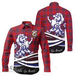 ScotsTee Shop Scottish Leslie Modern Clan Crest Tartan Alba Gu Brath Regal Lion Emblem Long Sleeve Shirt