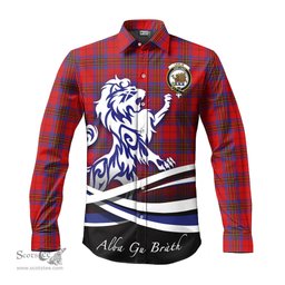 ScotsTee Shop Scottish Leslie Modern Clan Crest Tartan Alba Gu Brath Regal Lion Emblem Long Sleeve Shirt