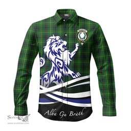 ScotsTee Shop Scottish MacArthur Clan Crest Tartan Alba Gu Brath Regal Lion Emblem Long Sleeve Shirt
