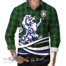 ScotsTee Shop Scottish MacArthur Clan Crest Tartan Alba Gu Brath Regal Lion Emblem Long Sleeve Shirt