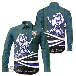 ScotsTee Shop Scottish Lockhart Clan Crest Tartan Alba Gu Brath Regal Lion Emblem Long Sleeve Shirt