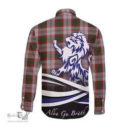 ScotsTee Shop Scottish Lindsay Dress Red Clan Crest Tartan Alba Gu Brath Regal Lion Emblem Long Sleeve Shirt