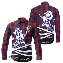 ScotsTee Shop Scottish Graham of Menteith Red Clan Crest Tartan Alba Gu Brath Regal Lion Emblem Long Sleeve Shirt