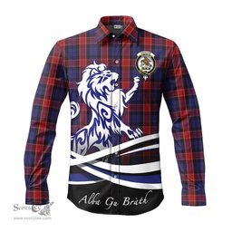 ScotsTee Shop Scottish Graham of Menteith Red Clan Crest Tartan Alba Gu Brath Regal Lion Emblem Long Sleeve Shirt