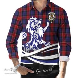 ScotsTee Shop Scottish Graham of Menteith Red Clan Crest Tartan Alba Gu Brath Regal Lion Emblem Long Sleeve Shirt