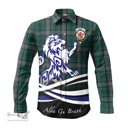 ScotsTee Shop Scottish Kelly of Sleat Hunting Clan Crest Tartan Alba Gu Brath Regal Lion Emblem Long Sleeve Shirt