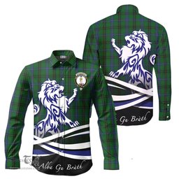 ScotsTee Shop Scottish MacKendrick Clan Crest Tartan Alba Gu Brath Regal Lion Emblem Long Sleeve Shirt