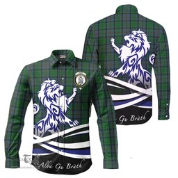 ScotsTee Shop Scottish Hope Vere Clan Crest Tartan Alba Gu Brath Regal Lion Emblem Long Sleeve Shirt