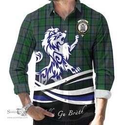 ScotsTee Shop Scottish Hope Vere Clan Crest Tartan Alba Gu Brath Regal Lion Emblem Long Sleeve Shirt