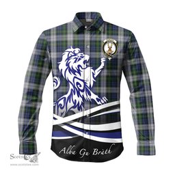 ScotsTee Shop Scottish Gordon Dress Clan Crest Tartan Alba Gu Brath Regal Lion Emblem Long Sleeve Shirt