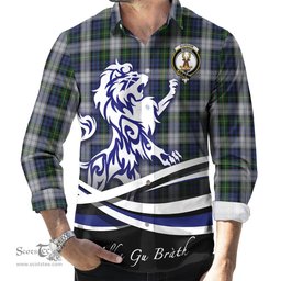 ScotsTee Shop Scottish Gordon Dress Clan Crest Tartan Alba Gu Brath Regal Lion Emblem Long Sleeve Shirt