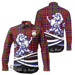 ScotsTee Shop Scottish MacIntyre Modern Clan Crest Tartan Alba Gu Brath Regal Lion Emblem Long Sleeve Shirt