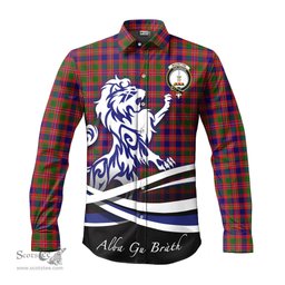 ScotsTee Shop Scottish MacIntyre Modern Clan Crest Tartan Alba Gu Brath Regal Lion Emblem Long Sleeve Shirt