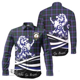 ScotsTee Shop Scottish Guthrie Modern Clan Crest Tartan Alba Gu Brath Regal Lion Emblem Long Sleeve Shirt