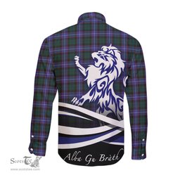 ScotsTee Shop Scottish Guthrie Modern Clan Crest Tartan Alba Gu Brath Regal Lion Emblem Long Sleeve Shirt