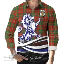 ScotsTee Shop Scottish Hay Ancient Clan Crest Tartan Alba Gu Brath Regal Lion Emblem Long Sleeve Shirt