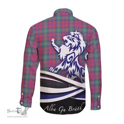 ScotsTee Shop Scottish Lindsay Ancient Clan Crest Tartan Alba Gu Brath Regal Lion Emblem Long Sleeve Shirt