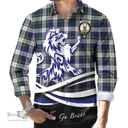 ScotsTee Shop Scottish Gordon Dress Modern Clan Crest Tartan Alba Gu Brath Regal Lion Emblem Long Sleeve Shirt