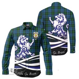 ScotsTee Shop Scottish Kerr Hunting Clan Crest Tartan Alba Gu Brath Regal Lion Emblem Long Sleeve Shirt