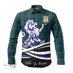 ScotsTee Shop Scottish Kerr Hunting Clan Crest Tartan Alba Gu Brath Regal Lion Emblem Long Sleeve Shirt