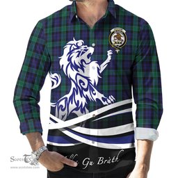 ScotsTee Shop Scottish Graham of Menteith Clan Crest Tartan Alba Gu Brath Regal Lion Emblem Long Sleeve Shirt