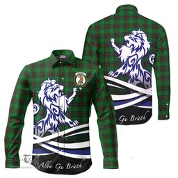 ScotsTee Shop Scottish Halkett Clan Crest Tartan Alba Gu Brath Regal Lion Emblem Long Sleeve Shirt