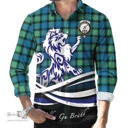 ScotsTee Shop Scottish Gunn Ancient Clan Crest Tartan Alba Gu Brath Regal Lion Emblem Long Sleeve Shirt