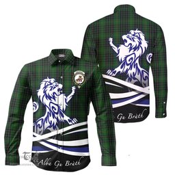 ScotsTee Shop Scottish MacAulay Hunting Clan Crest Tartan Alba Gu Brath Regal Lion Emblem Long Sleeve Shirt