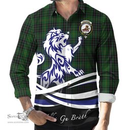 ScotsTee Shop Scottish MacAulay Hunting Clan Crest Tartan Alba Gu Brath Regal Lion Emblem Long Sleeve Shirt