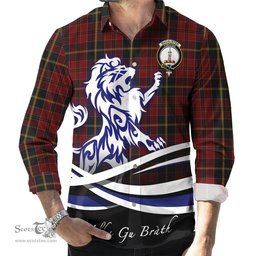 ScotsTee Shop Scottish MacAlister of Skye Clan Crest Tartan Alba Gu Brath Regal Lion Emblem Long Sleeve Shirt