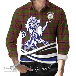 ScotsTee Shop Scottish Lumsden Clan Crest Tartan Alba Gu Brath Regal Lion Emblem Long Sleeve Shirt