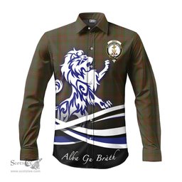 ScotsTee Shop Scottish Gray Clan Crest Tartan Alba Gu Brath Regal Lion Emblem Long Sleeve Shirt