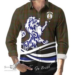 ScotsTee Shop Scottish Gray Clan Crest Tartan Alba Gu Brath Regal Lion Emblem Long Sleeve Shirt