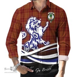 ScotsTee Shop Scottish Hamilton Red Clan Crest Tartan Alba Gu Brath Regal Lion Emblem Long Sleeve Shirt