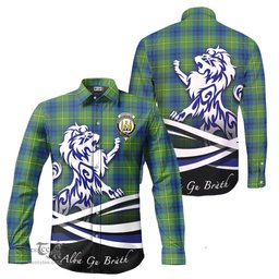 ScotsTee Shop Scottish Johnstone-Johnston Ancient Clan Crest Tartan Alba Gu Brath Regal Lion Emblem Long Sleeve Shirt