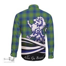 ScotsTee Shop Scottish Johnstone-Johnston Ancient Clan Crest Tartan Alba Gu Brath Regal Lion Emblem Long Sleeve Shirt