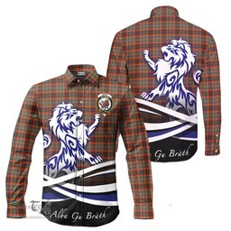 ScotsTee Shop Scottish Innes Ancient Clan Crest Tartan Alba Gu Brath Regal Lion Emblem Long Sleeve Shirt
