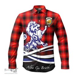 ScotsTee Shop Scottish MacIver Modern Clan Crest Tartan Alba Gu Brath Regal Lion Emblem Long Sleeve Shirt