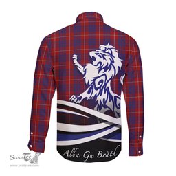 ScotsTee Shop Scottish Hamilton Clan Crest Tartan Alba Gu Brath Regal Lion Emblem Long Sleeve Shirt