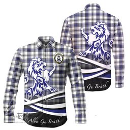 ScotsTee Shop Scottish Hannay Modern Clan Crest Tartan Alba Gu Brath Regal Lion Emblem Long Sleeve Shirt