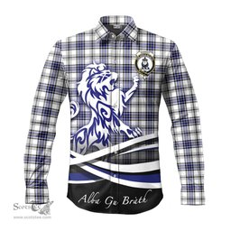 ScotsTee Shop Scottish Hannay Modern Clan Crest Tartan Alba Gu Brath Regal Lion Emblem Long Sleeve Shirt