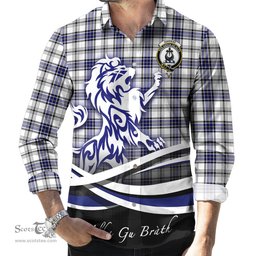ScotsTee Shop Scottish Hannay Modern Clan Crest Tartan Alba Gu Brath Regal Lion Emblem Long Sleeve Shirt