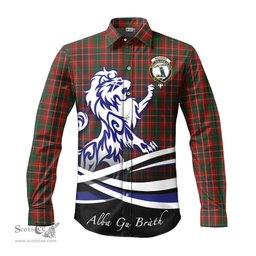 ScotsTee Shop Scottish MacInnes Hastie Clan Crest Tartan Alba Gu Brath Regal Lion Emblem Long Sleeve Shirt